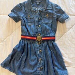 Polo by Ralph Lauren Blue Denim Kids Dress with Striped Belt